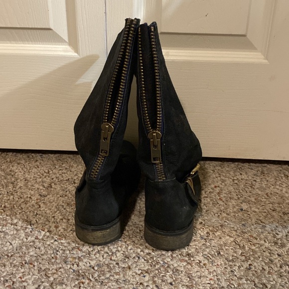 Steve Madden Black Moto Biker Zip Up Boots - Picture 4 of 4